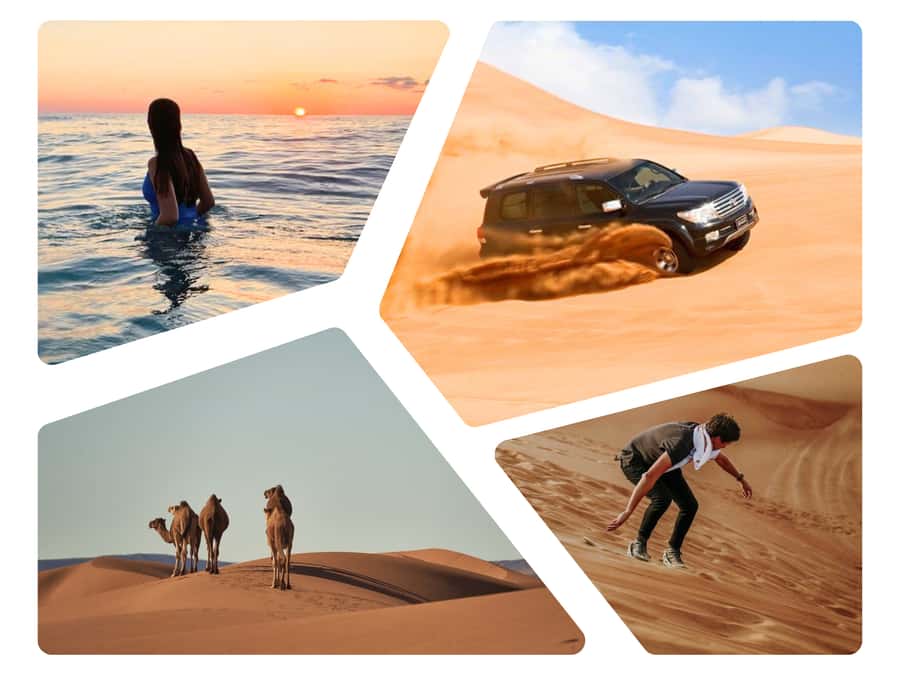 Doha Desert Safari: Sandboarding, Camel Ride & Swimming Fun - The 4-Hour Doha Loop: Pickup, Beach Road Stop, Inland Sea Time