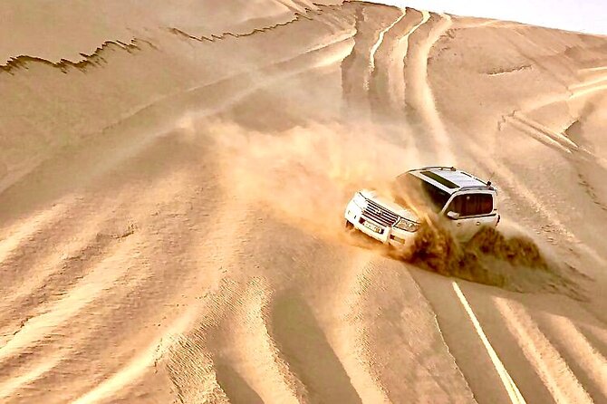 Doha Layover Desert Safari, Camel Ride, Sand Boarding, Inland Sea - Khor Al Udaid Beach: where the desert actually feels big