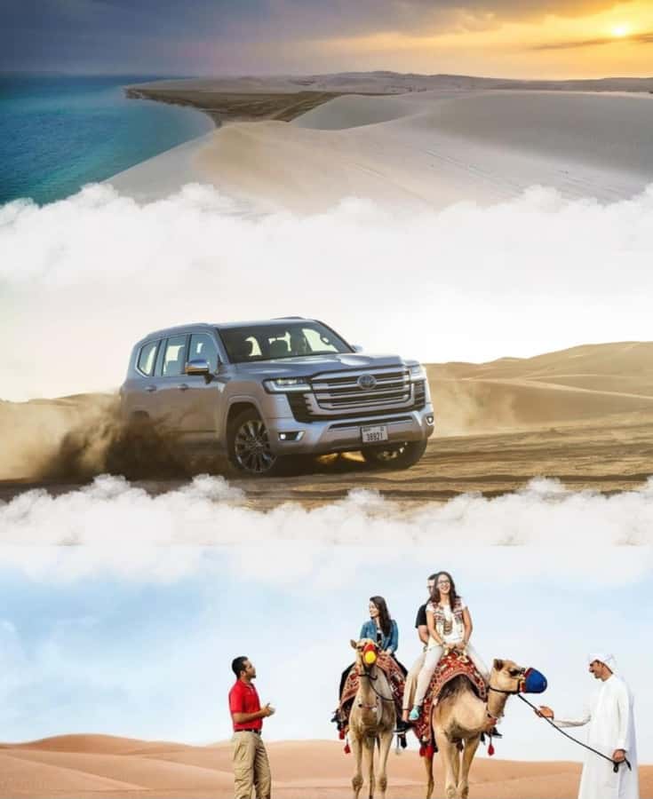 Doha: Night DesertSafari DuneBashing Sandboarding CamelRide - Dune bashing in a 4x4 Land Cruiser: adrenaline with a steady hand