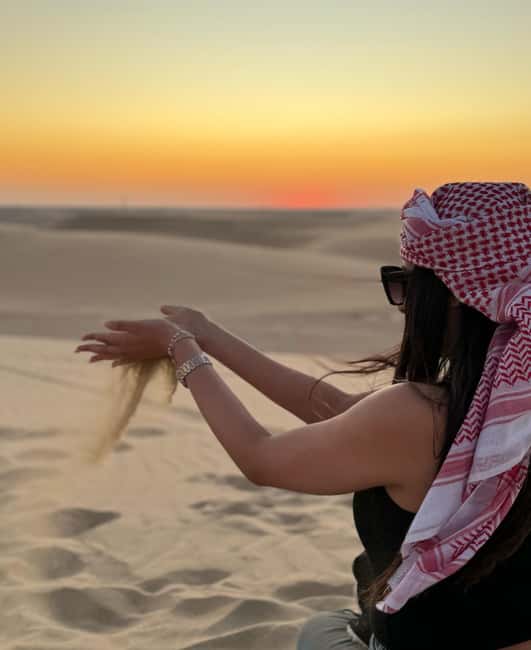 Doha Qatar : sealine adventure Camel Ride sandboard Sunset - Pickup from Doha and the 45-minute 4x4 ride to the action