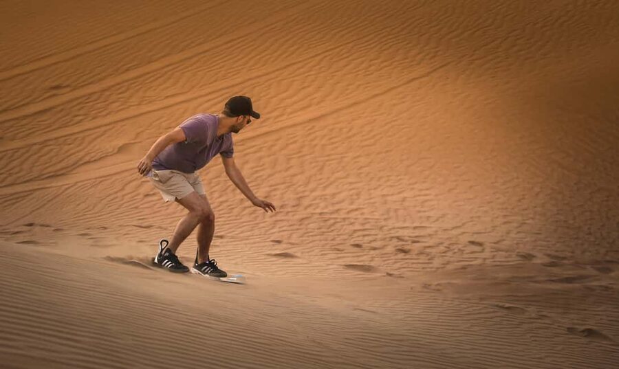 Doha: Sunset Desert Safari, ATV, Camel Ride and Sandboarding - Khor Al Adaid Inland Sea Break, Photos, and Sunset Light That Works