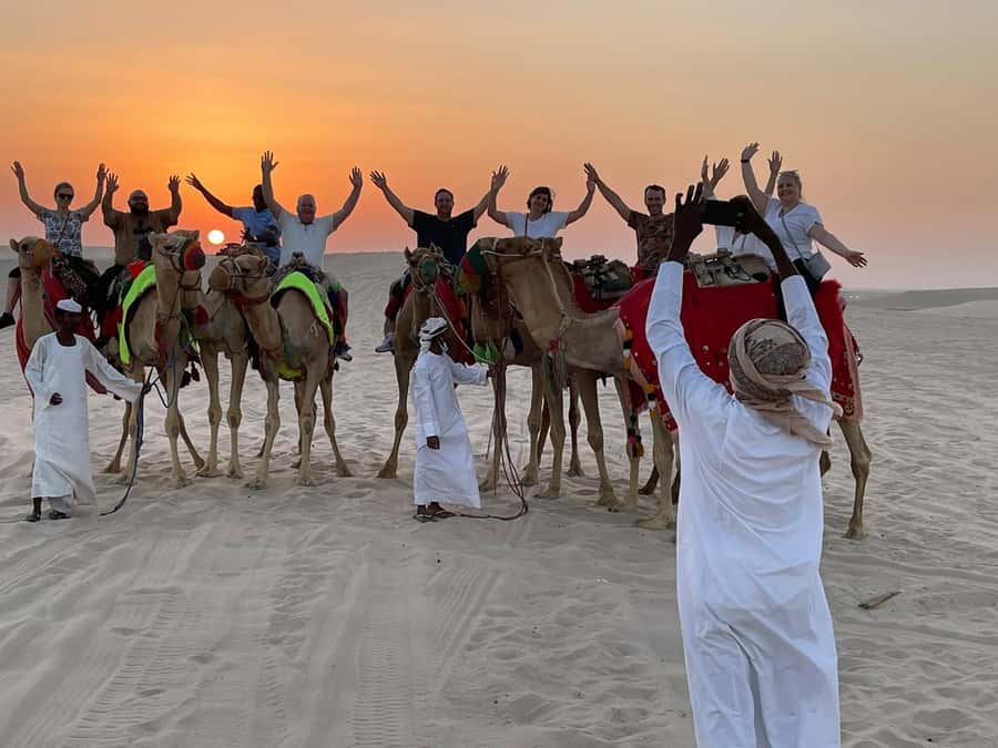 Doha: Sunset Safari, Dune Bashing, Sandboarding & Camel Ride - Inland Sea Beach and the camel camp experience