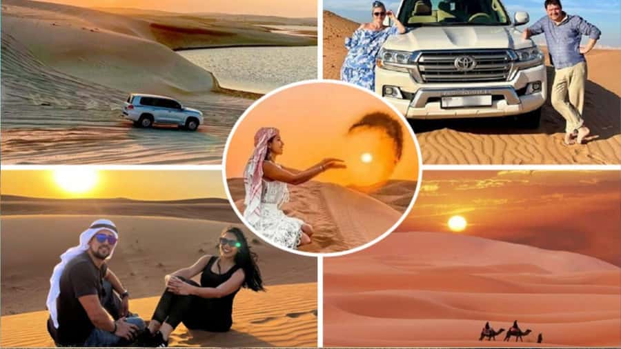 Sunrise/Sunset DuneBashing,CamelRide InlandSea &Sandboarding - Camel ride for that Bedouin-style touch, done at the right moment